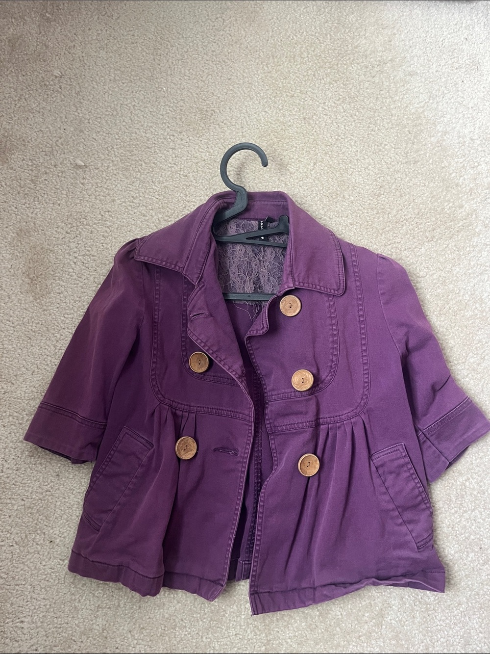 Girls' Purple Button-Front Jacket Babydoll